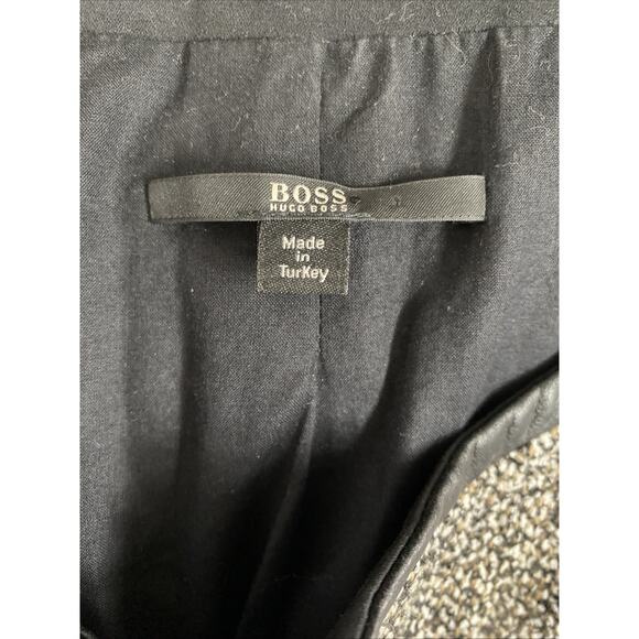 BOSS HUGO BOSS Jasila Jacket Blazer Tweed Zip Front Flap Pockets Lined Wool 12 L - Picture 5 of 7